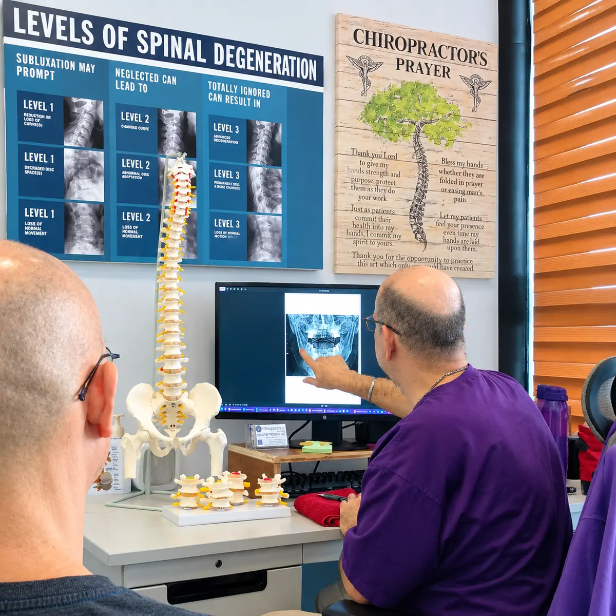 Dr. Steven Poppaw explaining examination findings to a patient