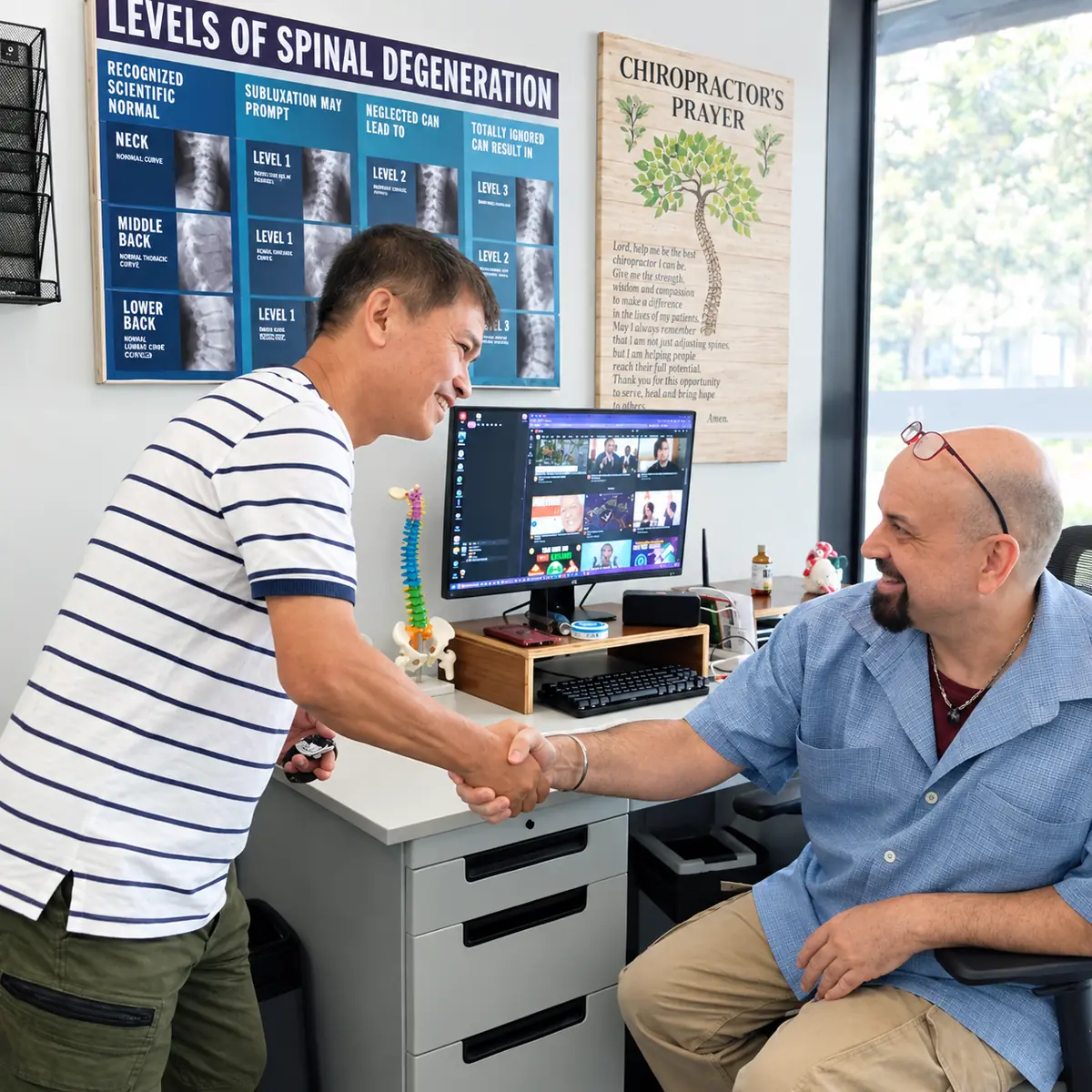 Dr. Steven Poppaw welcoming a patient to the Biñan clinic