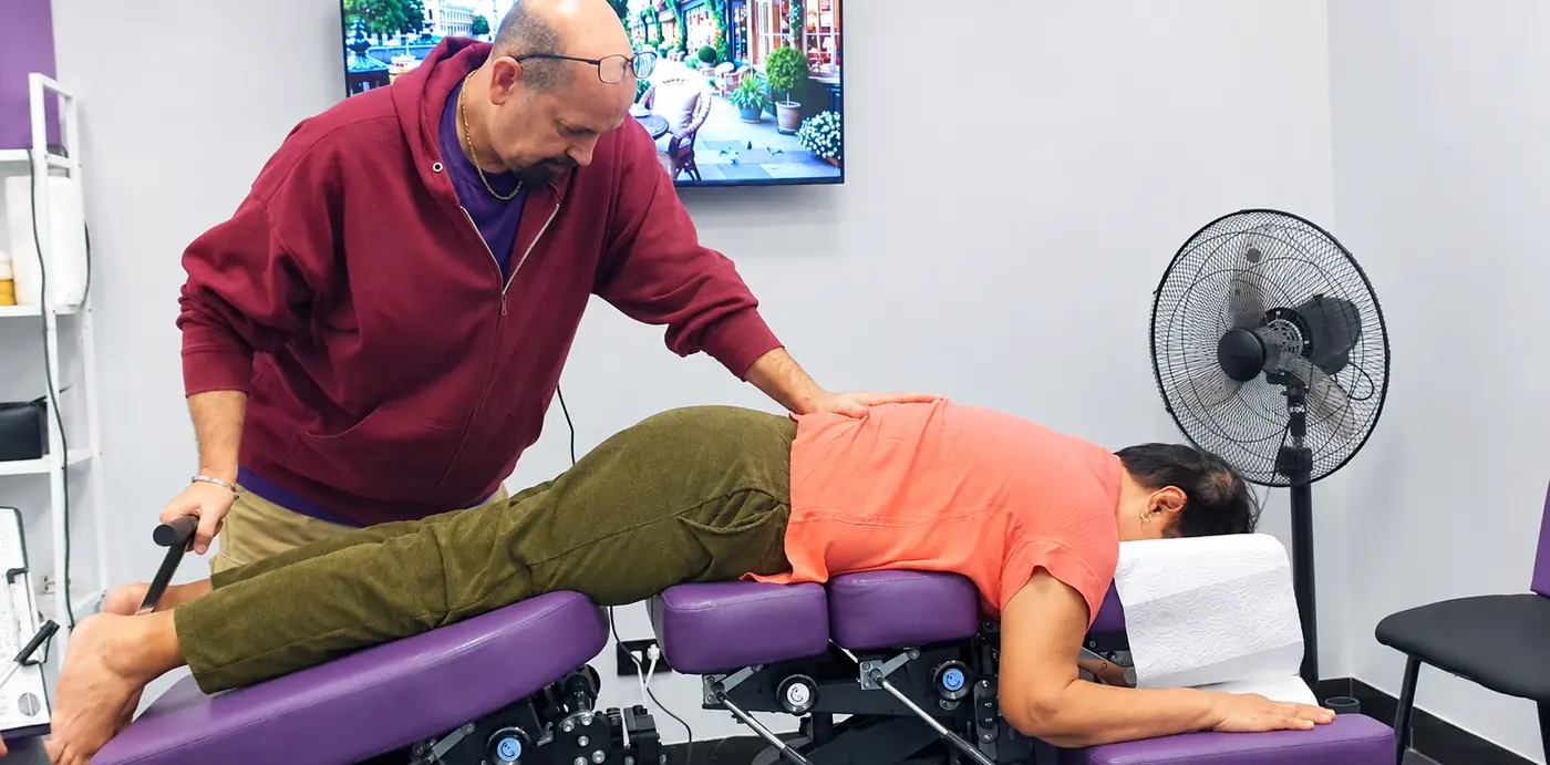 A patient receiving table-based spinal decompression